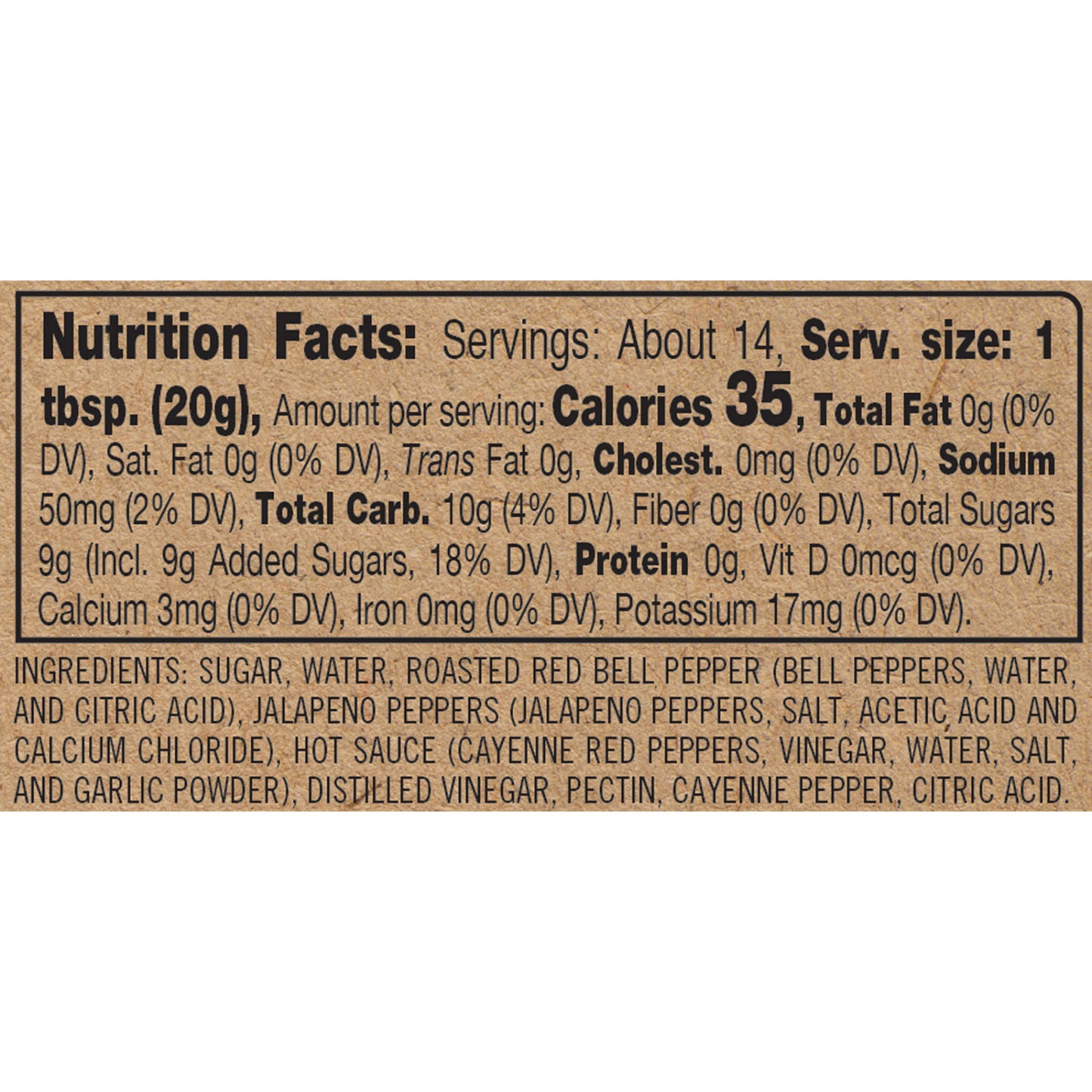 Giftable Gourmet Sweet and Spicy Pepper Jelly Spread Nutrition Facts and Ingredients