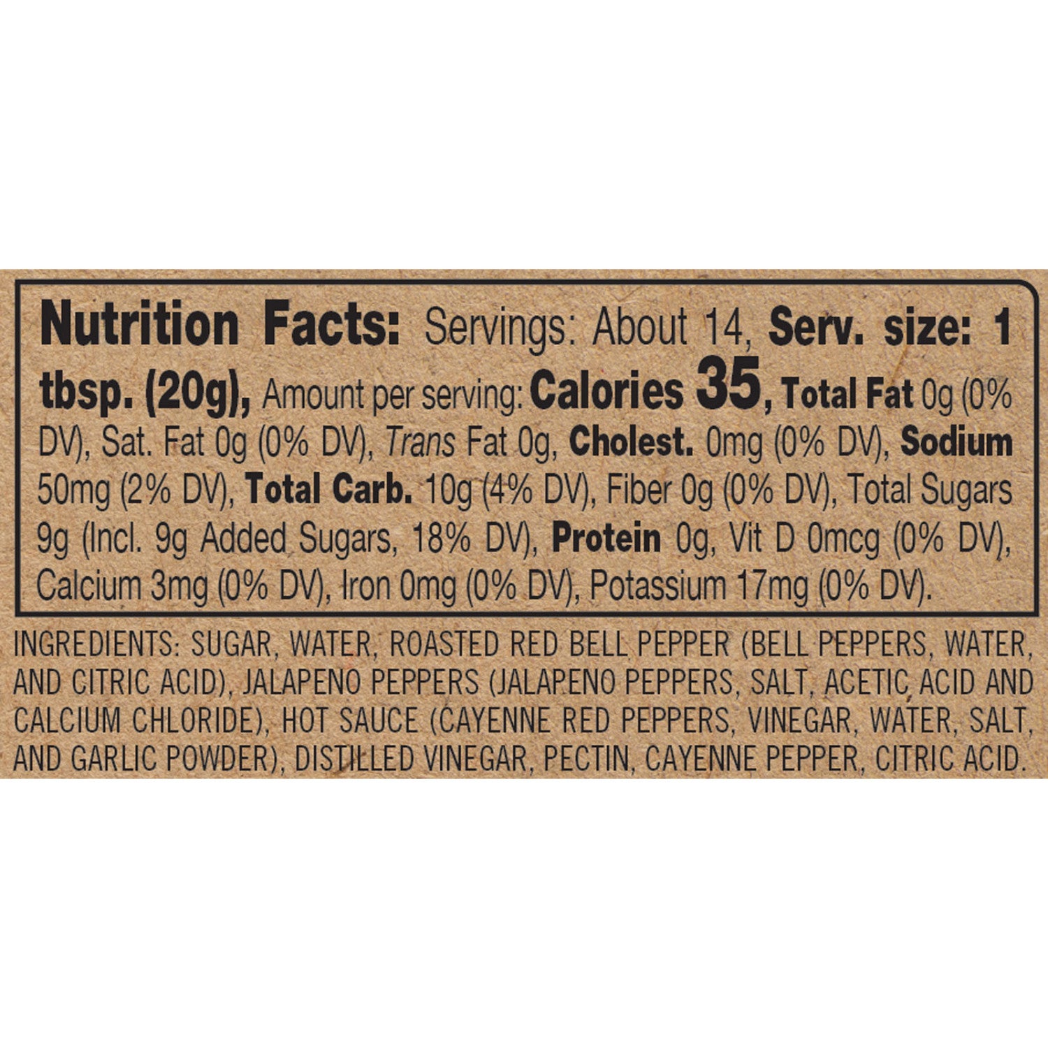 Giftable Gourmet Sweet and Spicy Pepper Jelly Spread Nutrition Facts and Ingredients