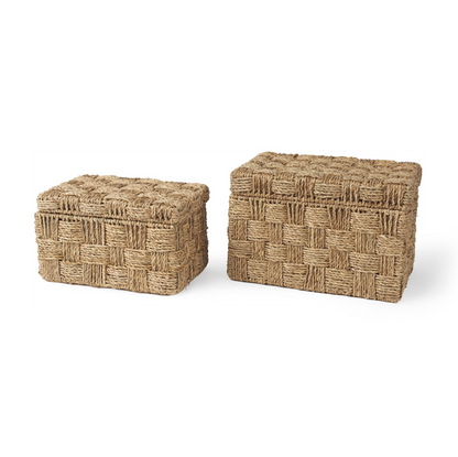Mirabel Woven Texture Natural Seagrass Box Set