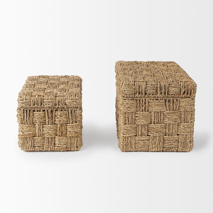 Mirabel Woven Texture Natural Seagrass Box Set