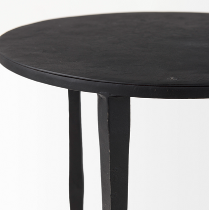 Cairo Ebony Black Matte Iron Modern Minimalist Slender Side Table