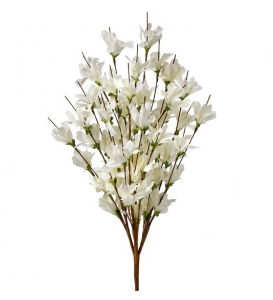 White Faux Forsythia Floral Spray