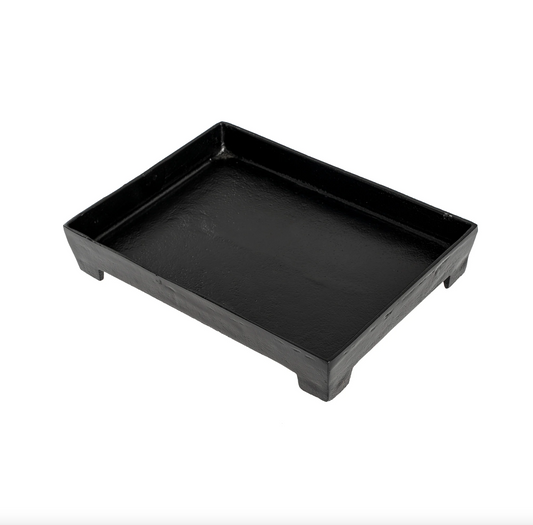 Astor Matte Black Aluminum Footed Decorative Tray
