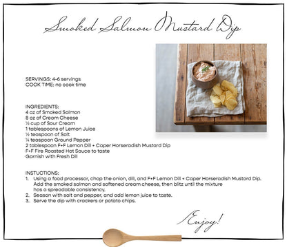 Gourmet Giftable Lemon Dill Caper Horseradish Dip Smoked Salmon Mustard Dip Recipe Card