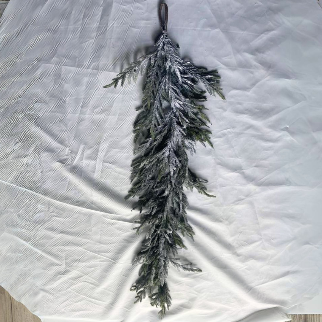 Snowy Lightly Flocked Norfolk Pine 5-Foot Long Holiday Garland