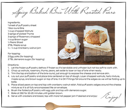 Gourmet Hot Pepper Jelly Spicy Baked Brie with Roasted Pear Recipe Card