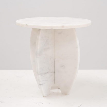 Tansy White Marble Pedestal Modern 3 Piece Assembly