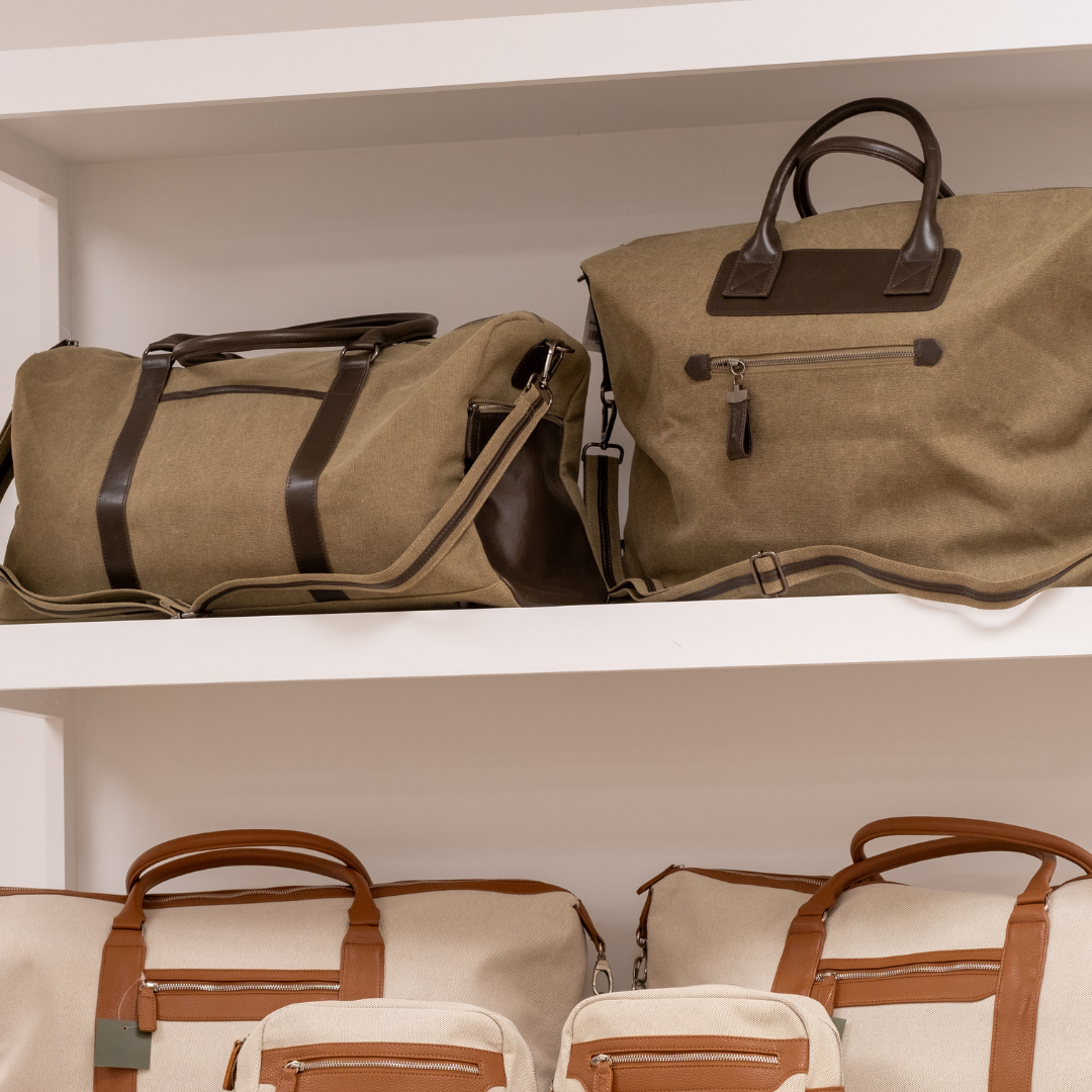 Whitman Khaki Waxed Canvas Travel Bag Collection Weekender Bag and Duffel Bag