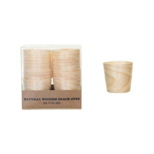 Single Use 4 oz. Wood Cups for Snacks, Appetizers, and Hors d'Oeuvres