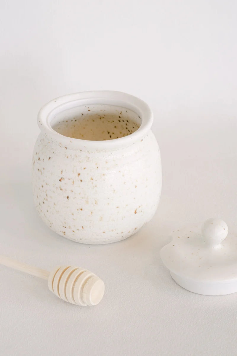 Stoneware Honey Jar with Wood Dipper