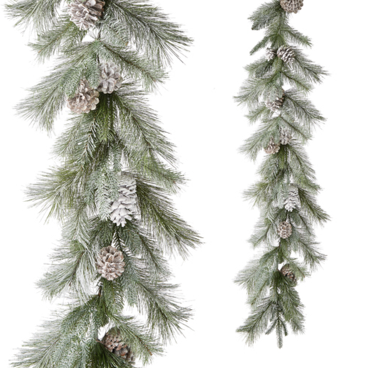 5' Frosted Pinecone & Cedar Garland