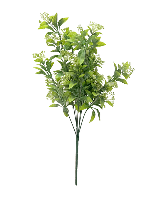 Dusty Green White Seeded Faux Floral Spray