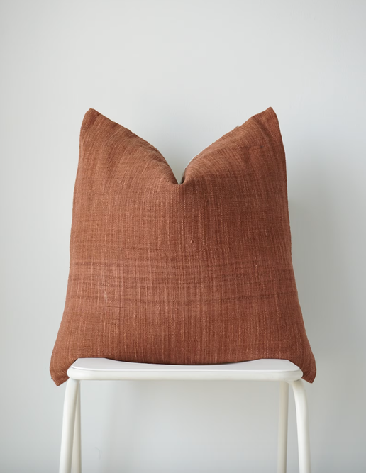 Burnt Orange Woven Texture Beaufort Pillow with Down Insert