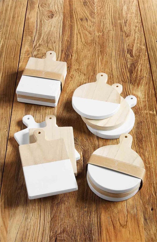 White Colorblock Light Wood Mini Charcuterie Board Set of Three