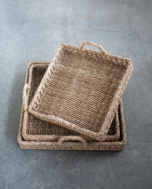 Finn Handwoven Hyacinth & Rattan Tray