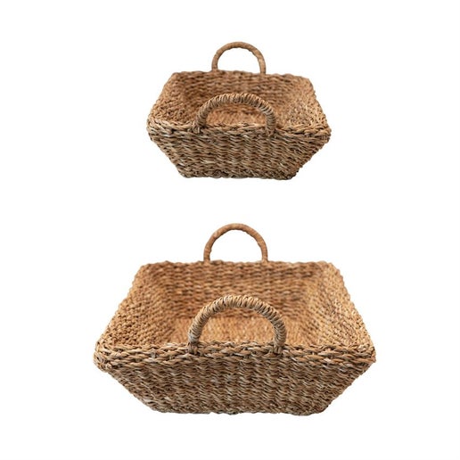 Handwoven Seagrass Double Walled Tray