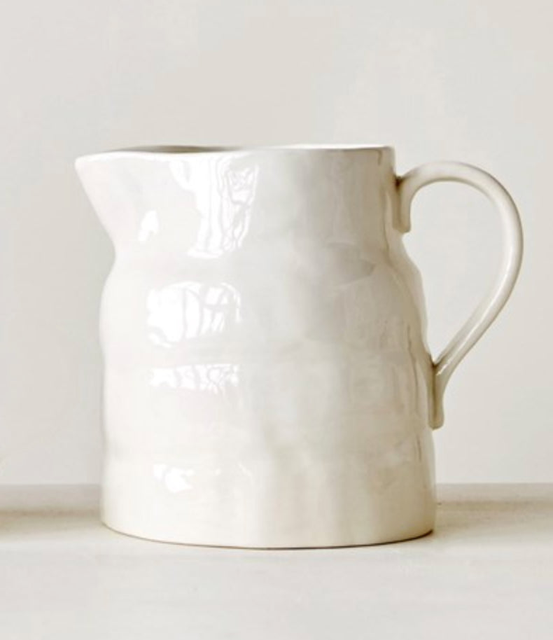 Liza White Stoneware Pitcher