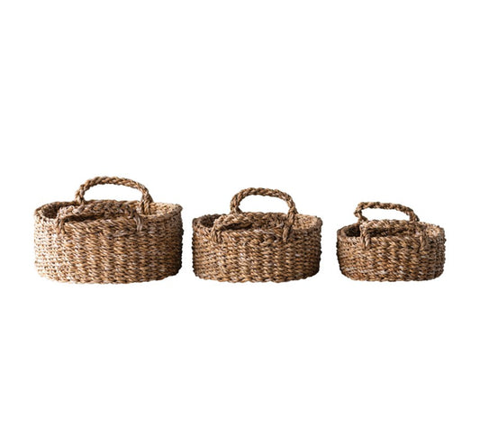 Oval Mini Seagrass Basket with Handles