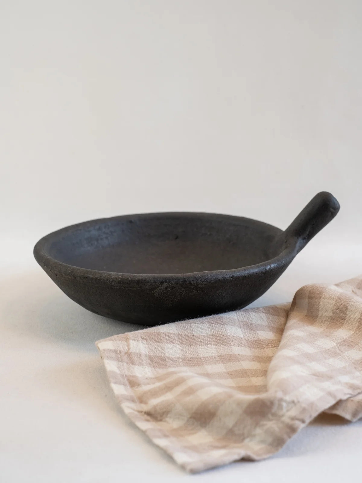 Black Stoneware Bowl with Handle