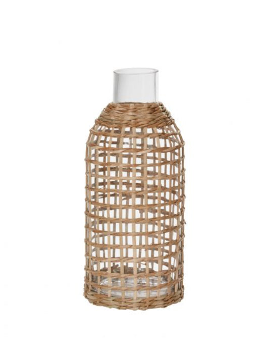 Langston Glass Carafe with Removable Light Natural Woven Seagrass Sleeve