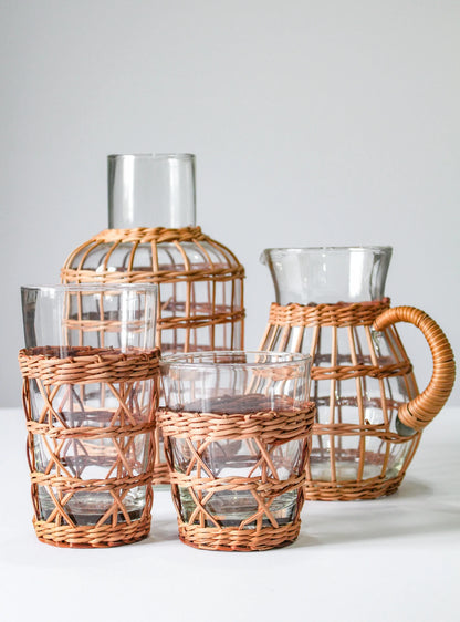 Cage Rattan Pitcher