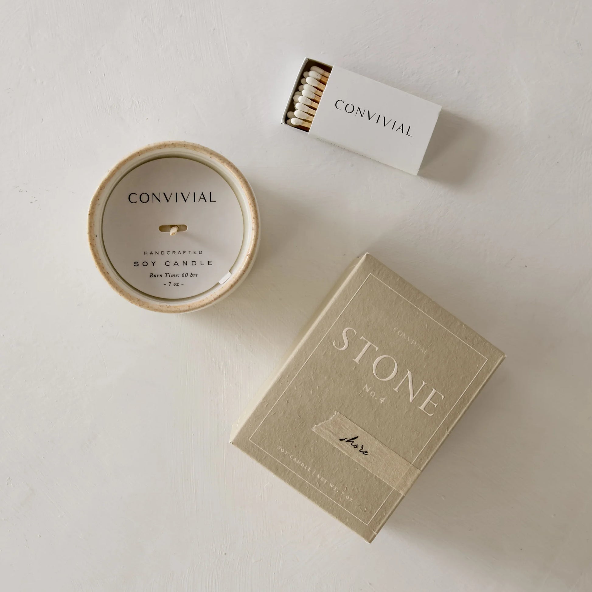 Stone No. 4 Shore Scented Soy Candle and Matches